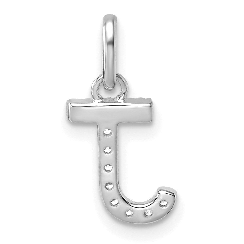 14K White Gold Twisted .07 Ct. Diamond Initial J Charm