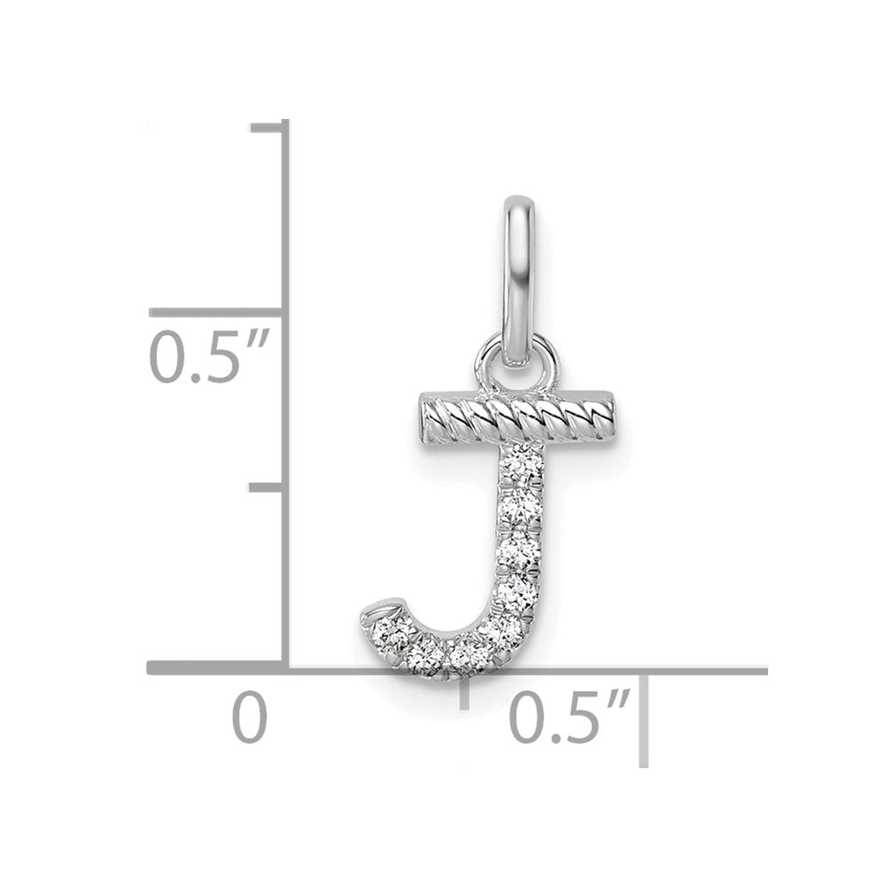 14K White Gold Twisted .07 Ct. Diamond Initial J Charm