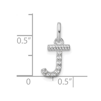 14K White Gold Twisted .07 Ct. Diamond Initial J Charm