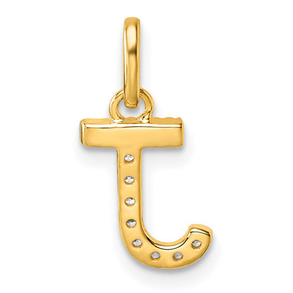 14K Yellow Gold Twisted .07 Ct. Diamond Initial J Charm