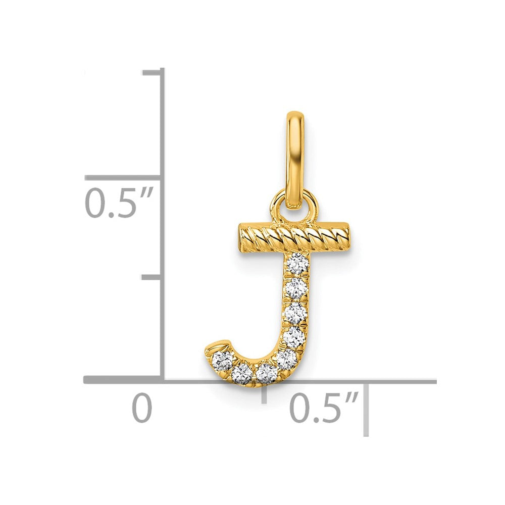 14K Yellow Gold Twisted .07 Ct. Diamond Initial J Charm