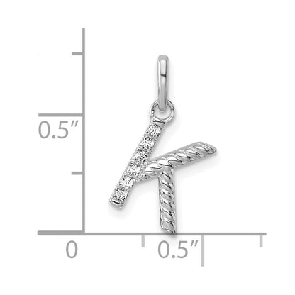 14K White Gold Twisted .05 Ct. Diamond Initial K Charm