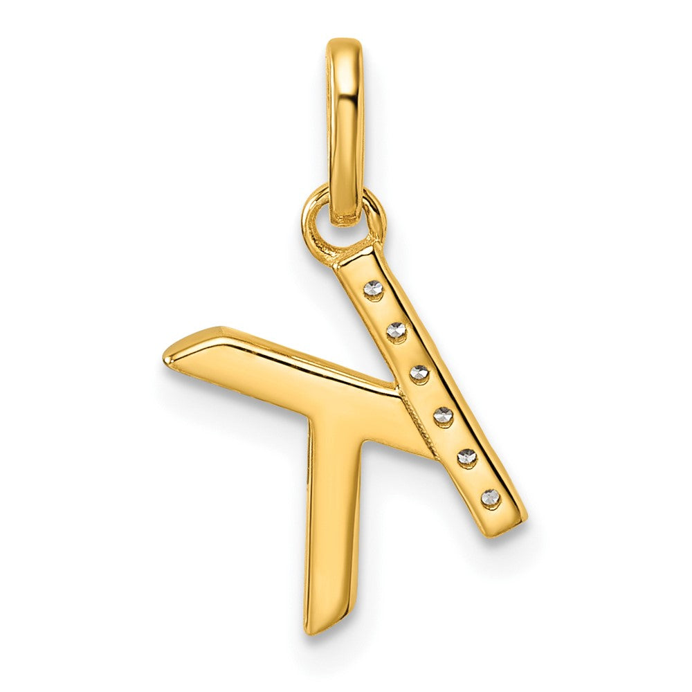 14K Yellow Gold Twisted .05 Ct. Diamond Initial K Charm