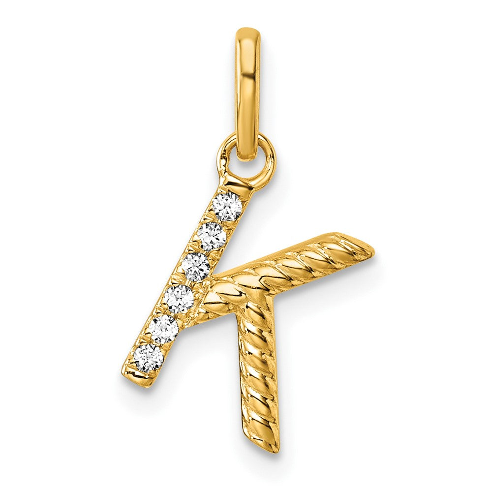 14K Yellow Gold Twisted .05 Ct. Diamond Initial K Charm