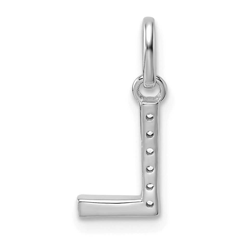 14K White Gold Twisted .05 Ct. Diamond Initial L Charm