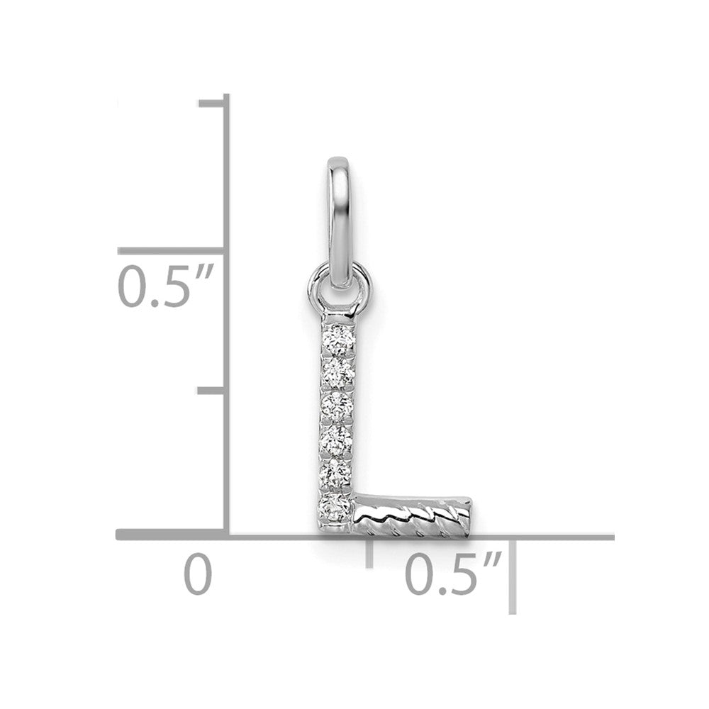 14K White Gold Twisted .05 Ct. Diamond Initial L Charm