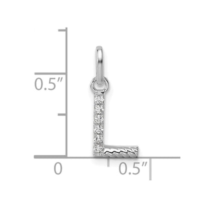 14K White Gold Twisted .05 Ct. Diamond Initial L Charm