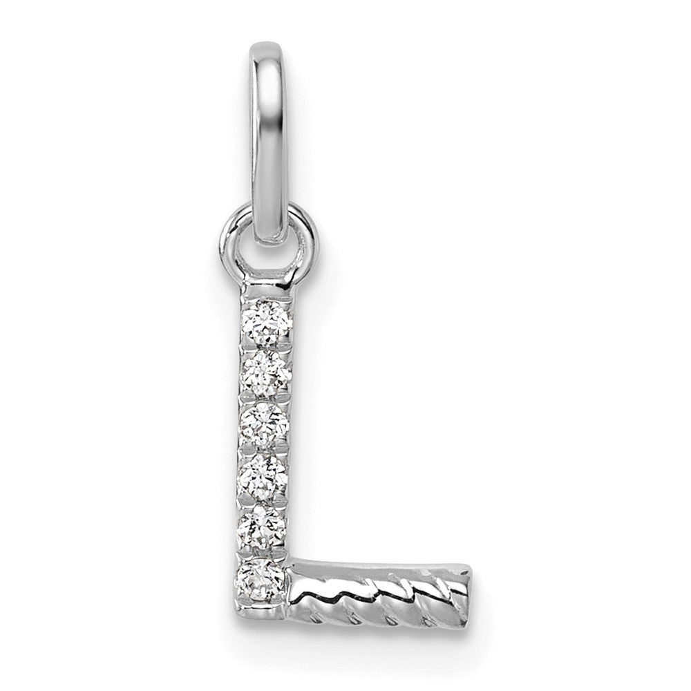 14K White Gold Twisted .05 Ct. Diamond Initial L Charm