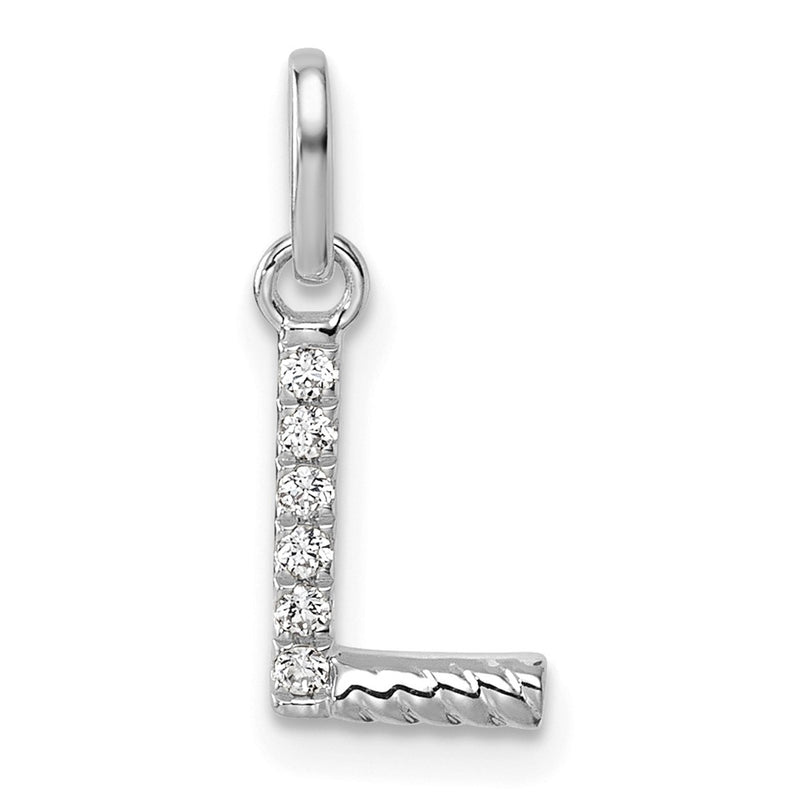 14K White Gold Twisted .05 Ct. Diamond Initial L Charm