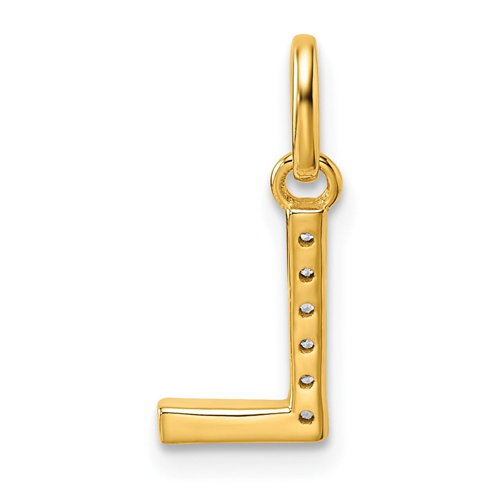 14K Yellow Gold Twisted .05 Ct. Diamond Initial L Charm