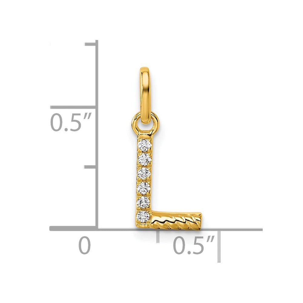 14K Yellow Gold Twisted .05 Ct. Diamond Initial L Charm