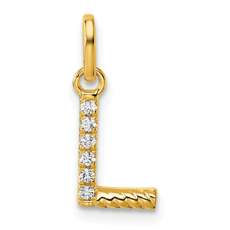 14K Yellow Gold Twisted .05 Ct. Diamond Initial L Charm