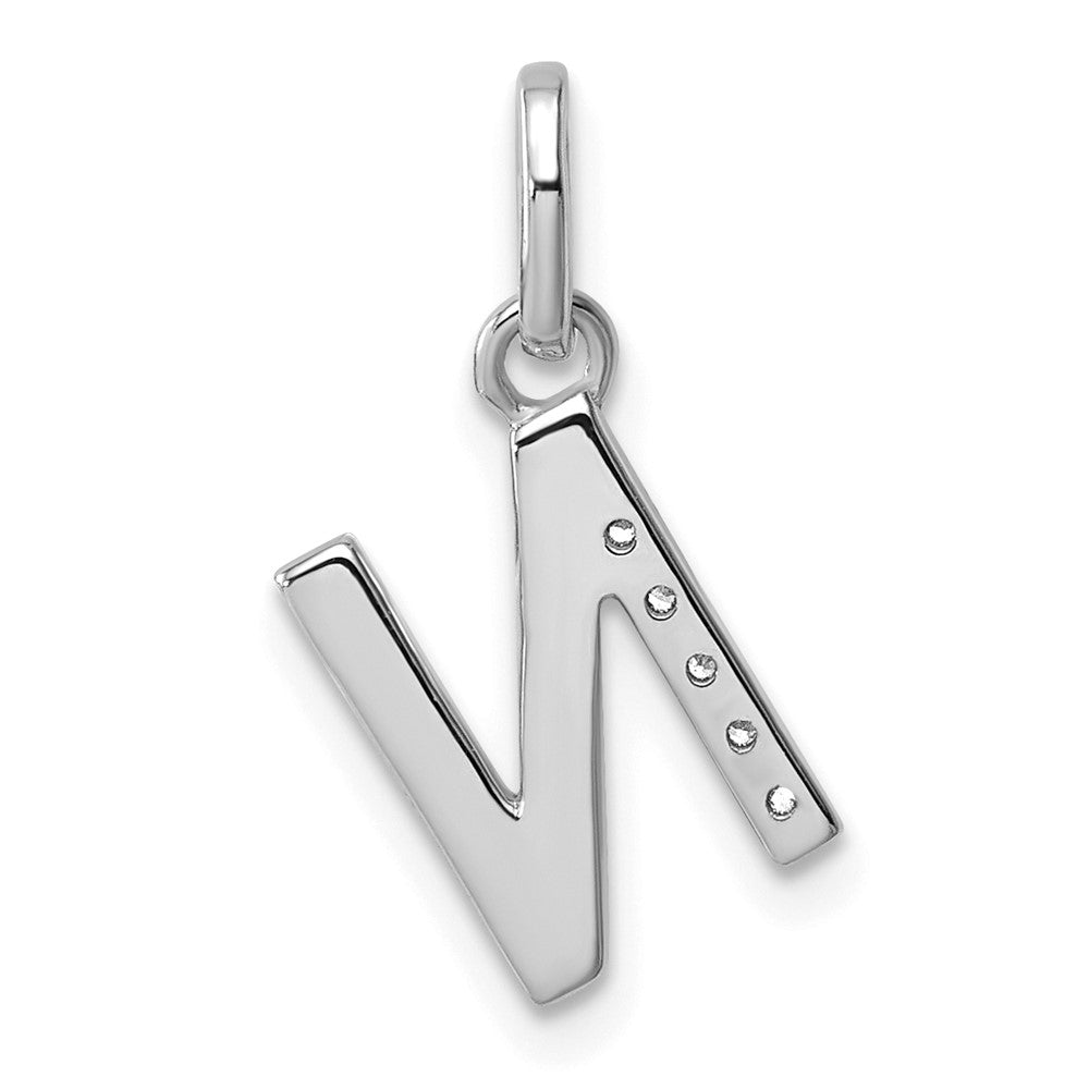 14K White Gold Twisted .05 Ct. Diamond Initial N Charm