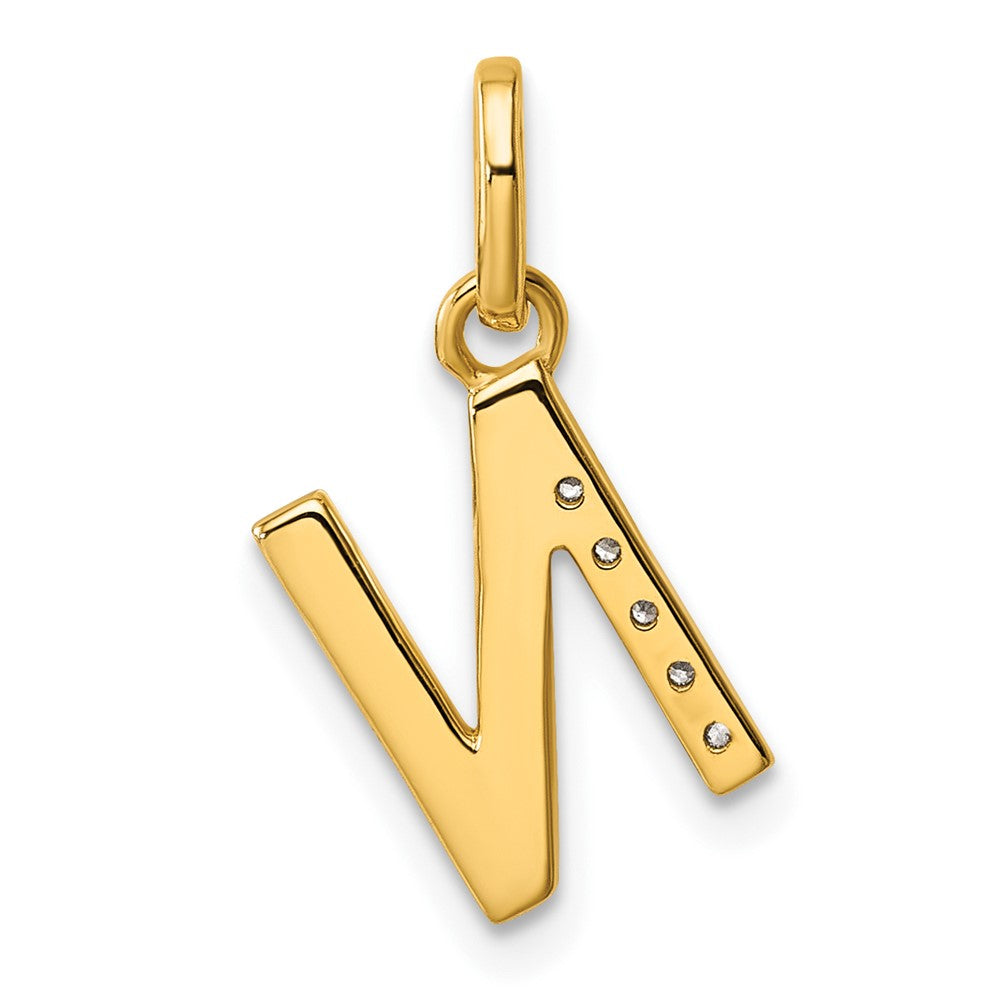 14K Yellow Gold Twisted .05 Ct. Diamond Initial N Charm
