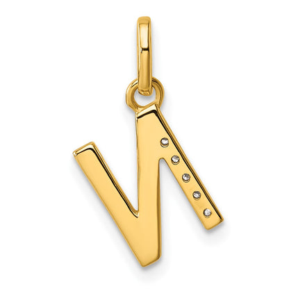 14K Yellow Gold Twisted .05 Ct. Diamond Initial N Charm