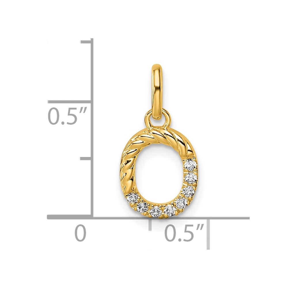 14K Yellow Gold Twisted .07 Ct. Diamond Initial O Charm