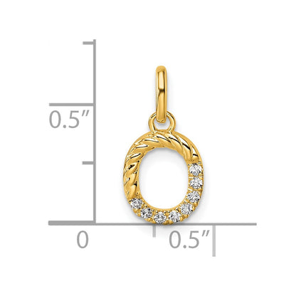14K Yellow Gold Twisted .07 Ct. Diamond Initial O Charm
