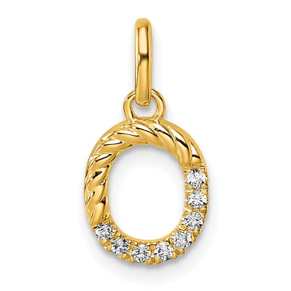 14K Yellow Gold Twisted .07 Ct. Diamond Initial O Charm