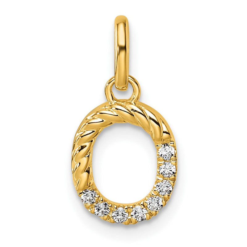 14K Yellow Gold Twisted .07 Ct. Diamond Initial O Charm