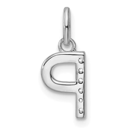 14K White Gold Twisted .05 Ct. Diamond Initial P Charm