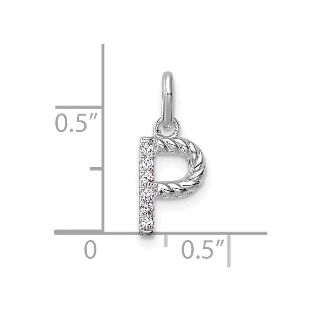 14K White Gold Twisted .05 Ct. Diamond Initial P Charm
