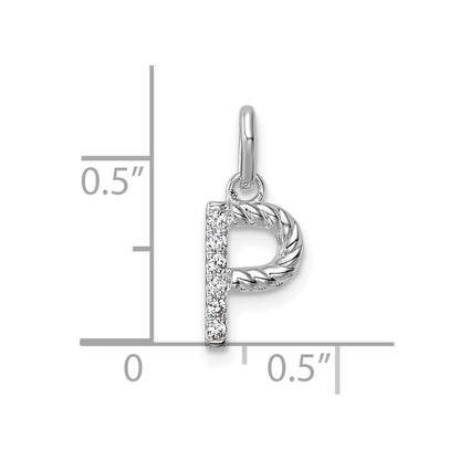 14K White Gold Twisted .05 Ct. Diamond Initial P Charm