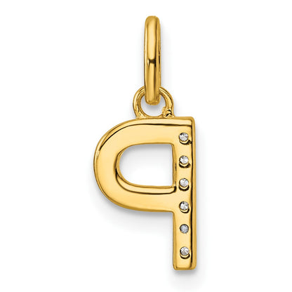 14K Yellow Gold Twisted .05 Ct. Diamond Initial P Charm
