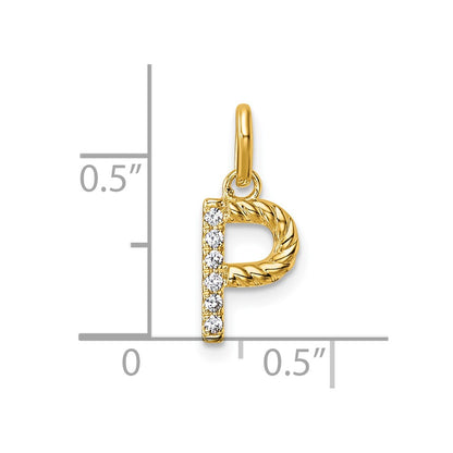 14K Yellow Gold Twisted .05 Ct. Diamond Initial P Charm