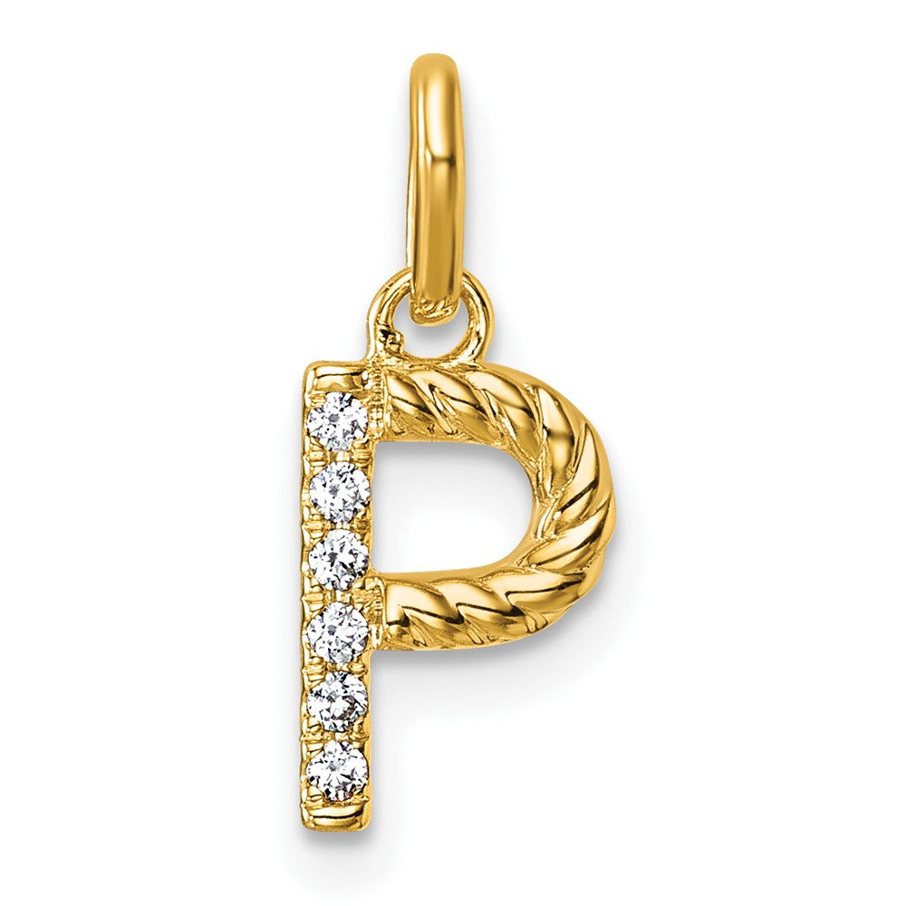 14K Yellow Gold Twisted .05 Ct. Diamond Initial P Charm