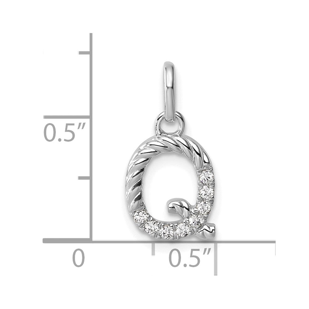 14K White Gold Twisted .07 Ct. Diamond Initial Q Charm