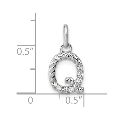 14K White Gold Twisted .07 Ct. Diamond Initial Q Charm