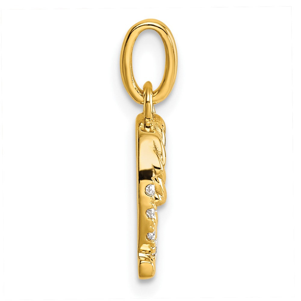 14K Yellow Gold Twisted .07 Ct. Diamond Initial Q Charm