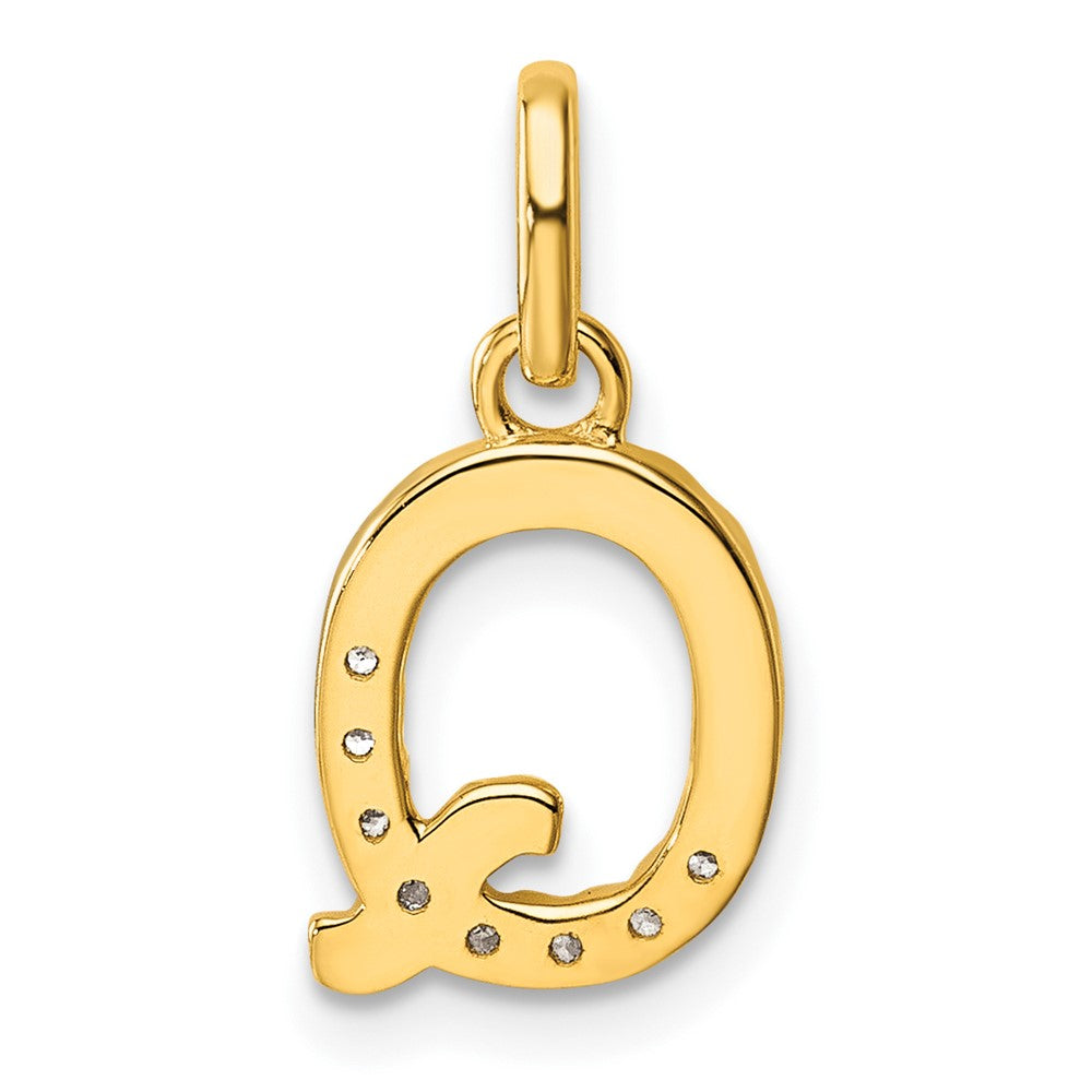 14K Yellow Gold Twisted .07 Ct. Diamond Initial Q Charm