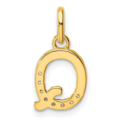 14K Yellow Gold Twisted .07 Ct. Diamond Initial Q Charm