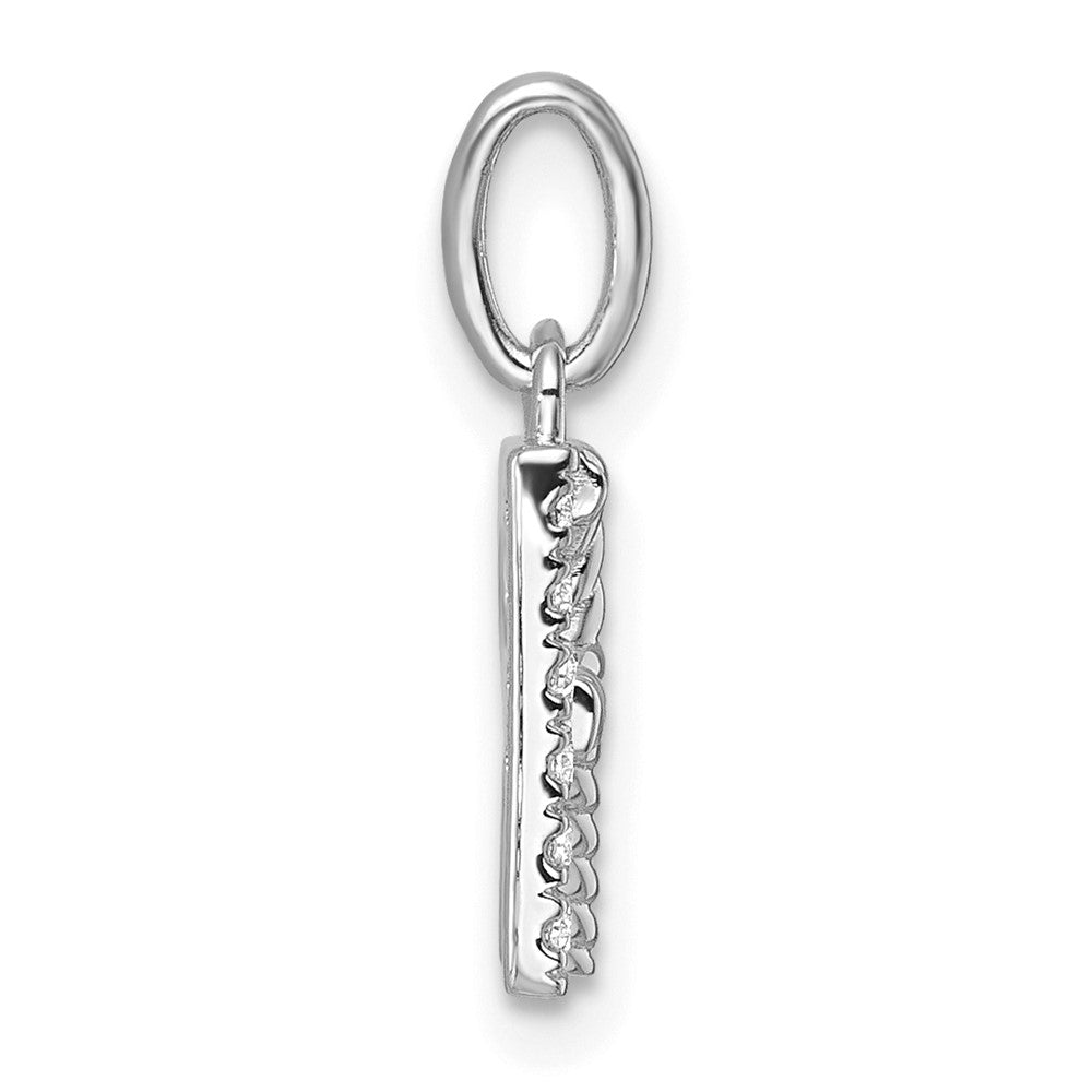 14K White Gold Twisted .05 Ct. Diamond Initial R Charm