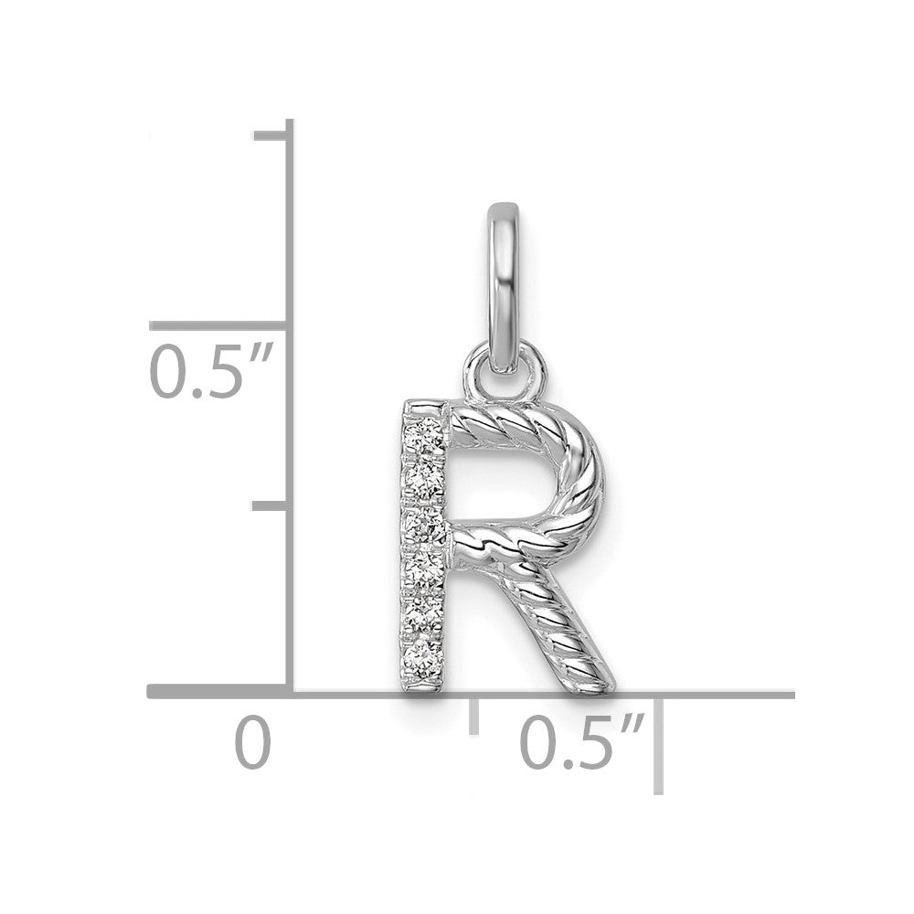 14K White Gold Twisted .05 Ct. Diamond Initial R Charm