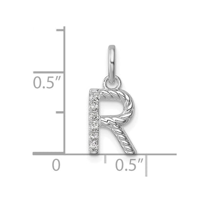 14K White Gold Twisted .05 Ct. Diamond Initial R Charm
