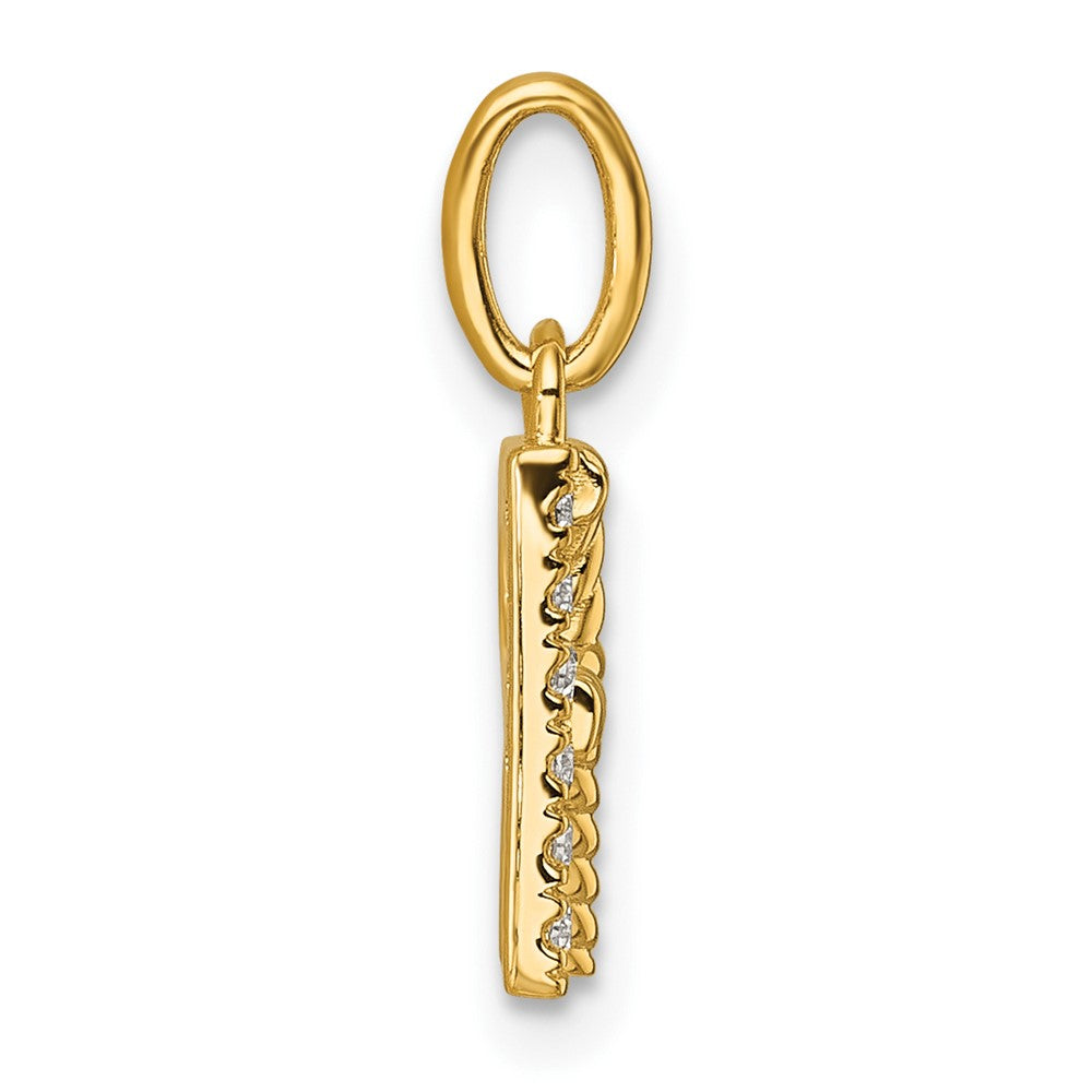 14K Yellow Gold Twisted .05 Ct. Diamond Initial R Charm