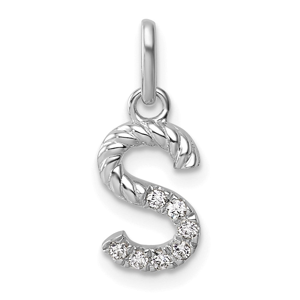 14K White Gold Twisted .07 Ct. Diamond Initial S Charm