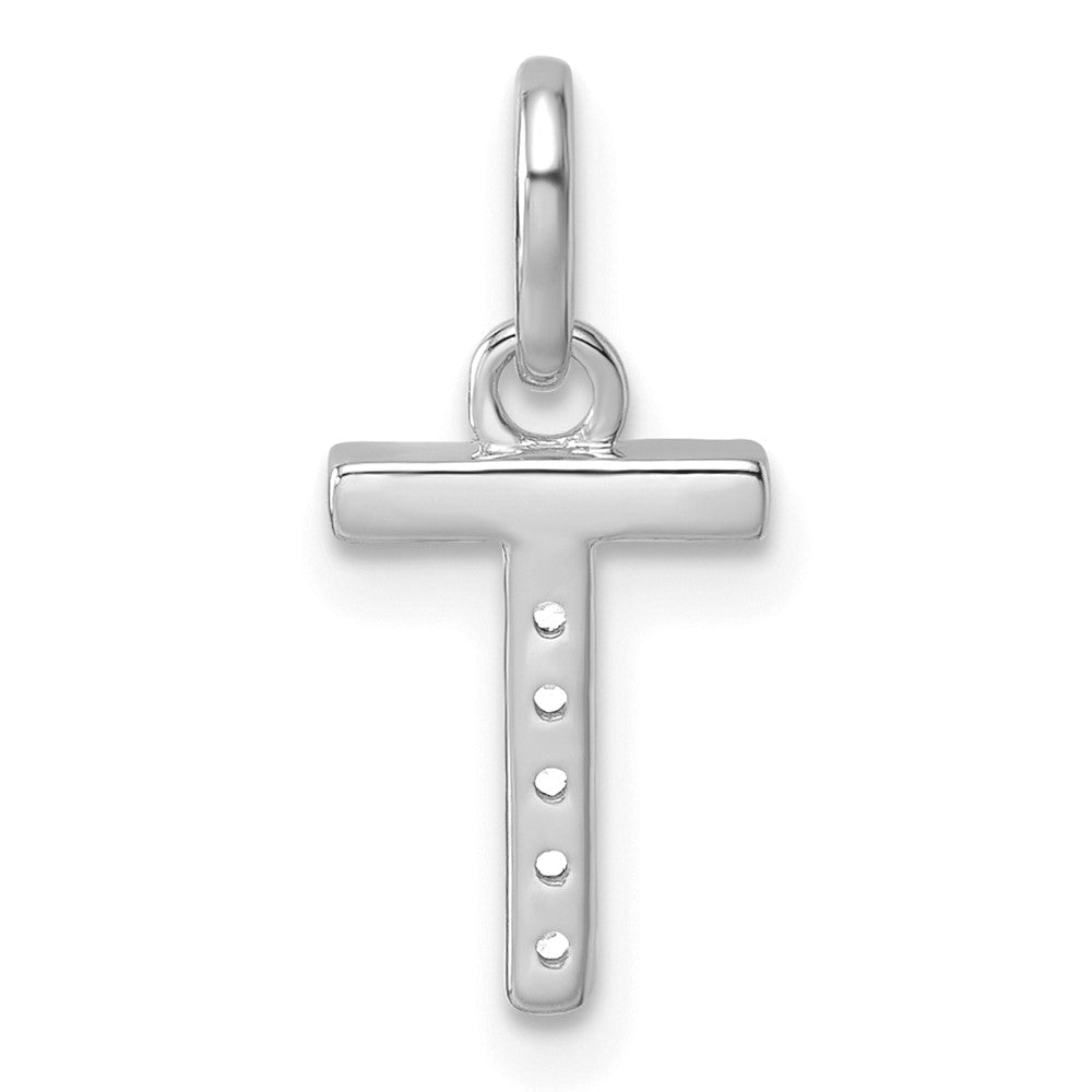 14K White Gold Twisted .05 Ct. Diamond Initial T Charm