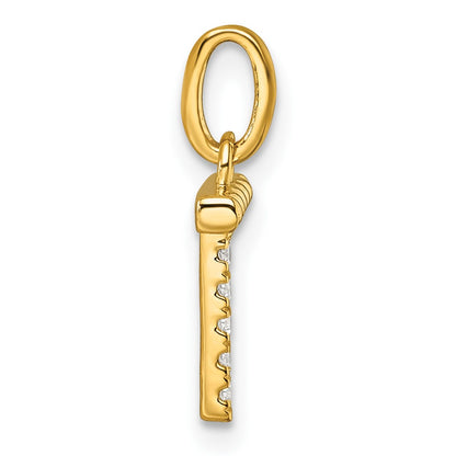 14K Yellow Gold Twisted .05 Ct. Diamond Initial T Charm