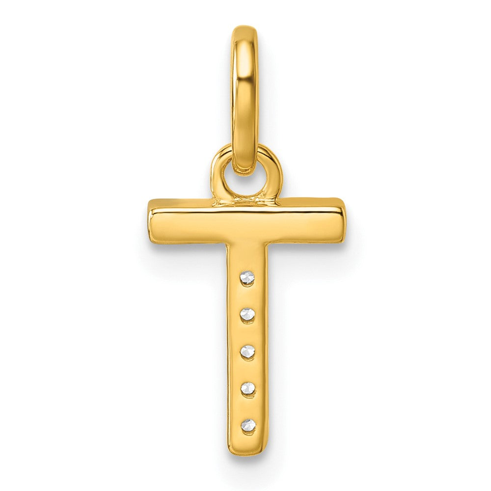 14K Yellow Gold Twisted .05 Ct. Diamond Initial T Charm