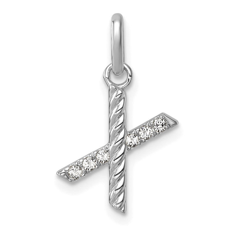 14K White Gold Twisted .05 Ct. Diamond Initial X Charm