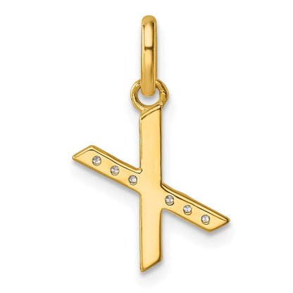 14K Yellow Gold Twisted .05 Ct. Diamond Initial X Charm
