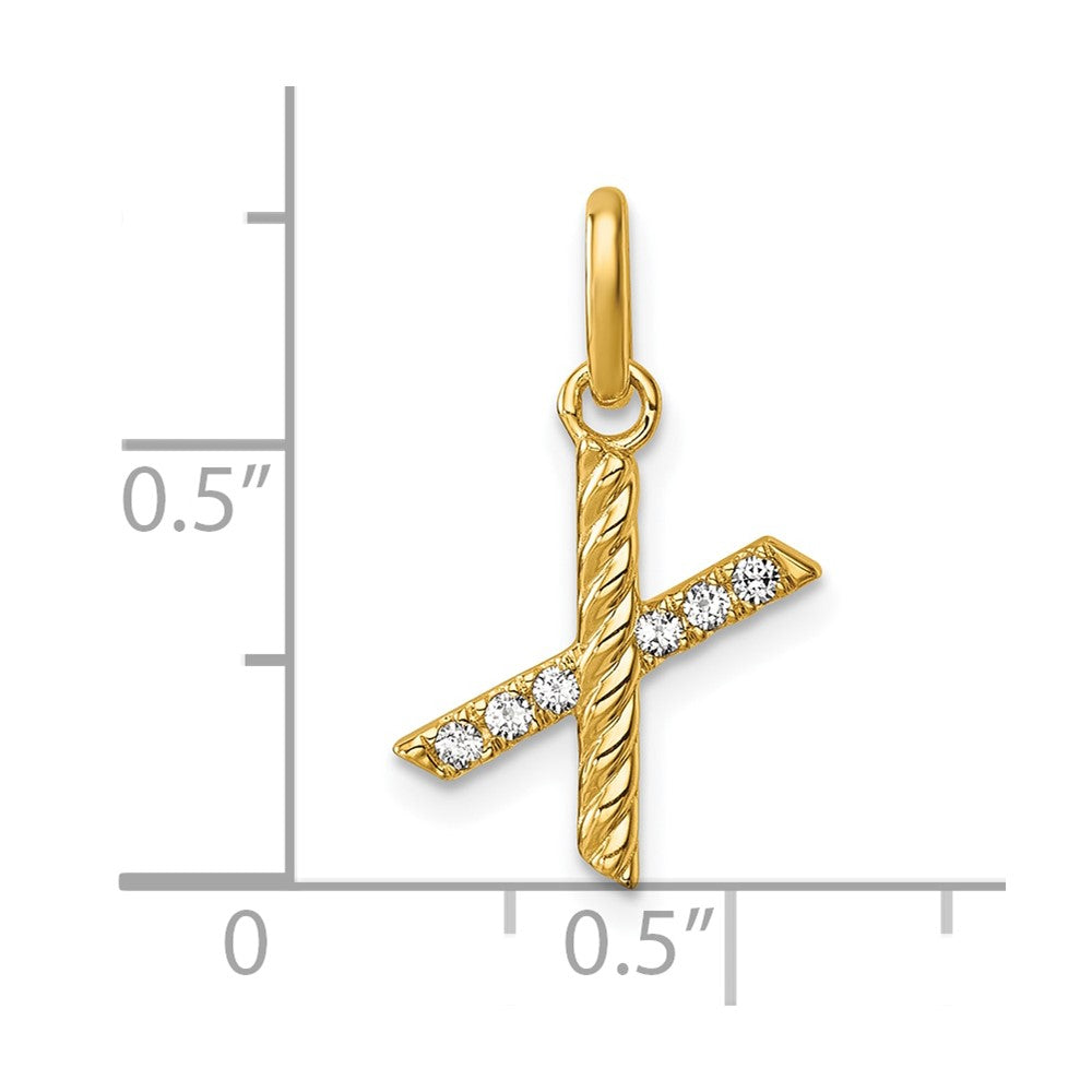 14K Yellow Gold Twisted .05 Ct. Diamond Initial X Charm
