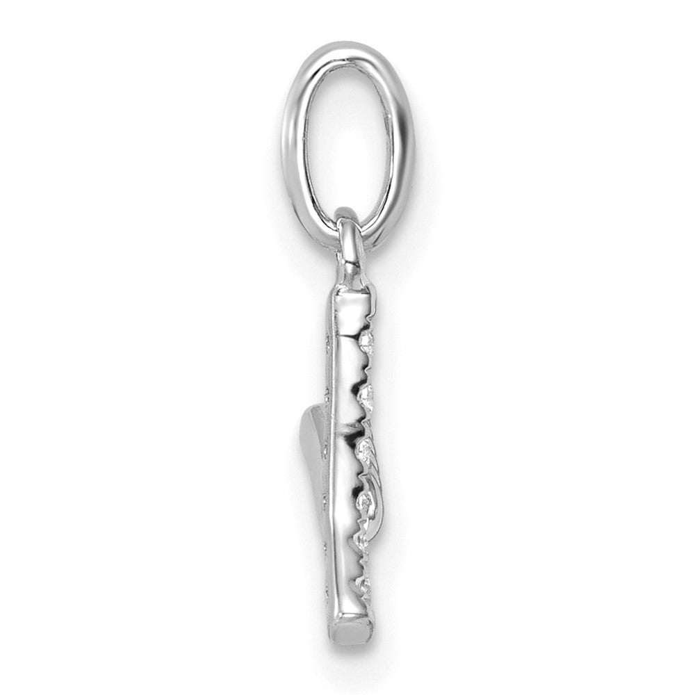 14K White Gold Twisted .05 Ct. Diamond Initial Y Charm