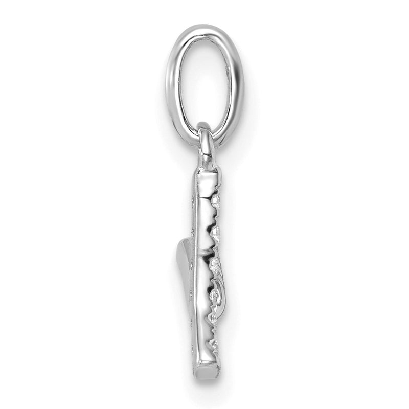 14K White Gold Twisted .05 Ct. Diamond Initial Y Charm