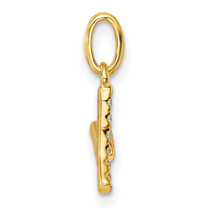 14K Yellow Gold Twisted .05 Ct. Diamond Initial Y Charm