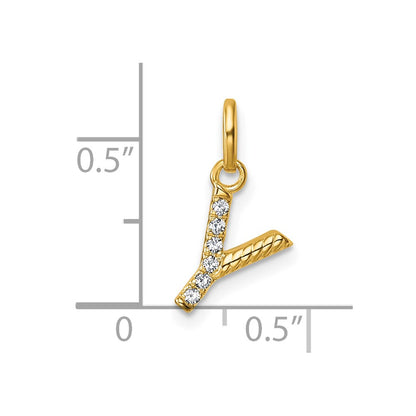 14K Yellow Gold Twisted .05 Ct. Diamond Initial Y Charm