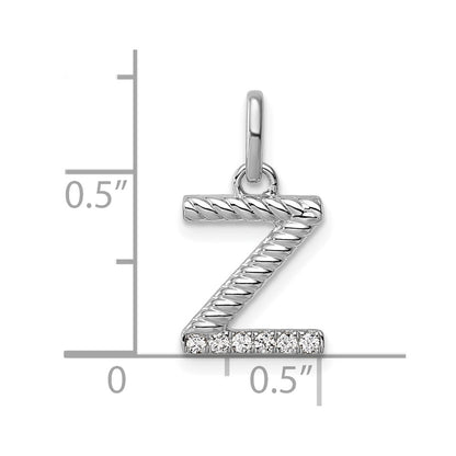 14K White Gold Twisted .05 Ct. Diamond Initial Z Charm